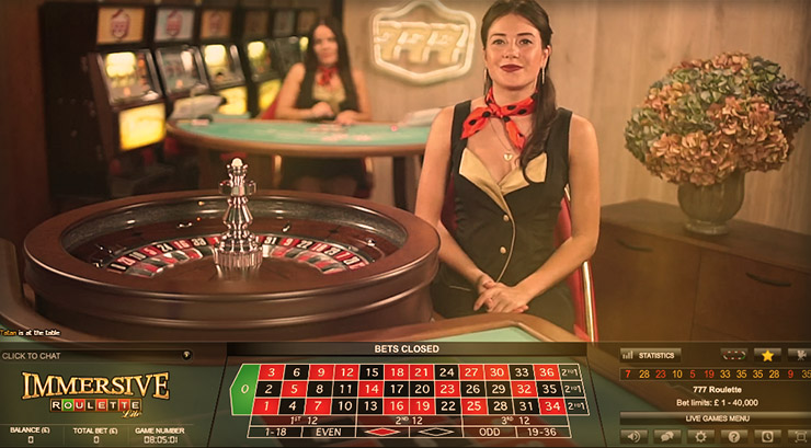 croupier sur un table de roulette en direct